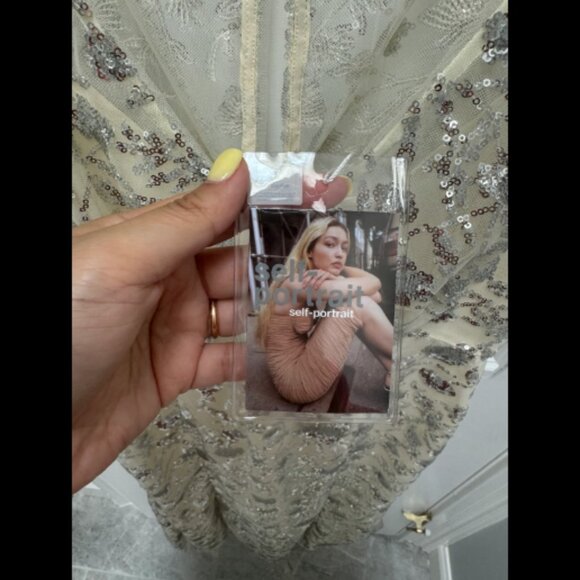 Self Portrait Dress Champagne Sequinned Midi Dress Size 8 - Picture 2 of 11